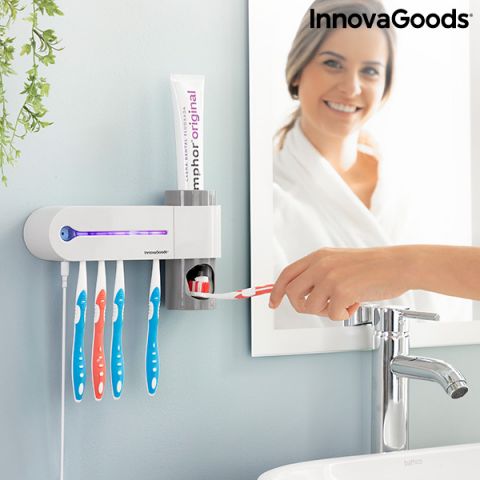 InnovaGoods UV Toothbrush Steriliser with Stand and Toothpaste Dispenser