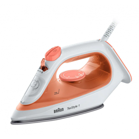 Braun 1900W Non-Stick Steam Iron - White & Orange