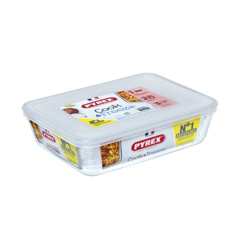 Pyrex Set of 2 Rectangular Storage Dishes with Lids (1.5L + 2.6L)