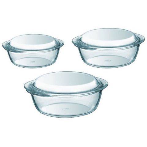 Pyrex Round Pots Set Of 3  (1.1 + 1.6 + 2.2 Lt.)