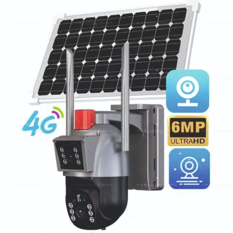 Solar 4G Wireless Outdoor Security Camera with 6MP Dual Lens (3MP+3MP) 