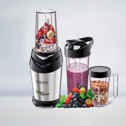 Black + Decker NutriMaster Blender/Smoothie Maker, 3 Jars with Lids - 600W 