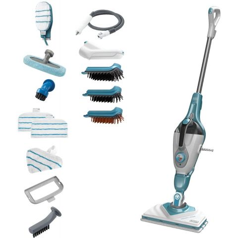 Black + Decker 1600w 2-in-1 steam-mop with 15 accessories