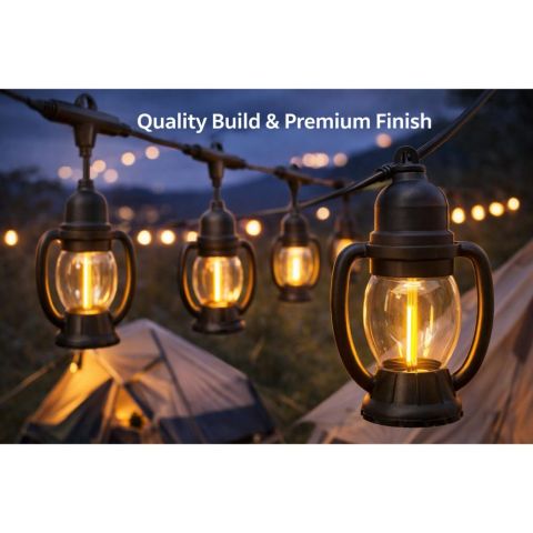 Electric Decorative String Lights 5M Outdoor Hanging Light Set with 10 Vintage Bulbs