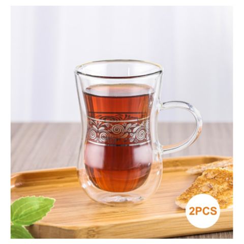 MOOLOOM HAND MADE BOROSILICATE GLASS DOUBLE WALL TEA CUP 100 ML 2 PCS