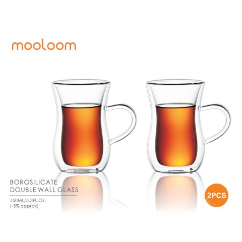MOOLOOM Hand Made Glass Double Wall Cup 150 ML - 2 Pcs