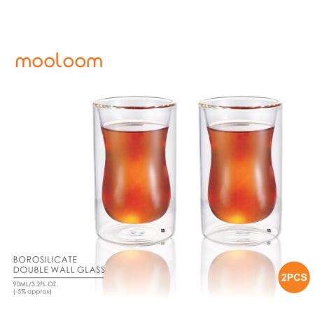 MOOLOOM (Hand Made) Glass Double Wall Cup 90ML - 2 Pcs