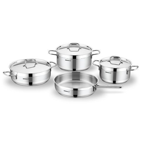 KORKMAZ Alfaron Cookware Set – 7 Pieces Stainless Steel (18/10)