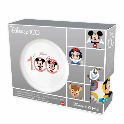 Stor Disney 100 Ceramic 3 Pcs Snack Set