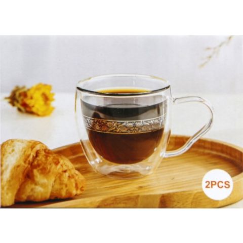 MOOLOOM Hand Made Double Wall Glass Coffee Cups 90ML - 2Pcs