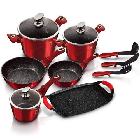 Berlinger Haus 12 PCS Cookwear Set (2 Frypan + 3 Pots with Lid + Grill + 3 Kitchen Tools)