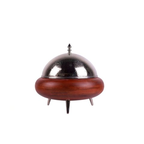 Elegant Wooden & Steel Food Warmer with Legs 