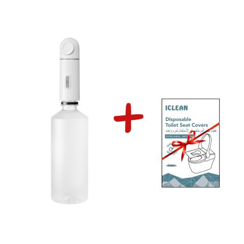 IClean Portable Water Bidet Spray Electric with Sacht + IClean Toilet Seat Cover 1 Pcs