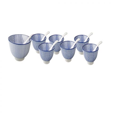 Porcelain Soup Serving Set of 14 PCS (Main Bowl, Individual Bowls  & Spoons)