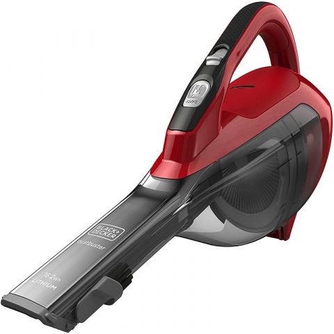 BLACK+DECKER 10.8V 1.5Ah Li-Ion 500ml Cordless Dustbuster Handheld Vacuum with Integrated Brush Tool & Jack Plug Charger for Home & Car, Red/Grey