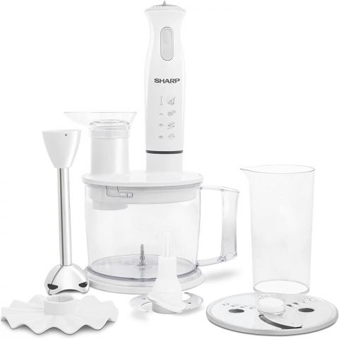 SHARP - 5-In-1 Food Processor, 400W Hand Blender, 1.25 Lt. Chopper, Blender