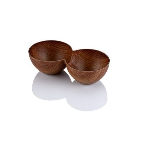 EVELIN Wood Finish Twin Snack Bowl