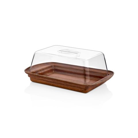 EVELIN Wood Finish Rectangular Cheese Dish with Cover