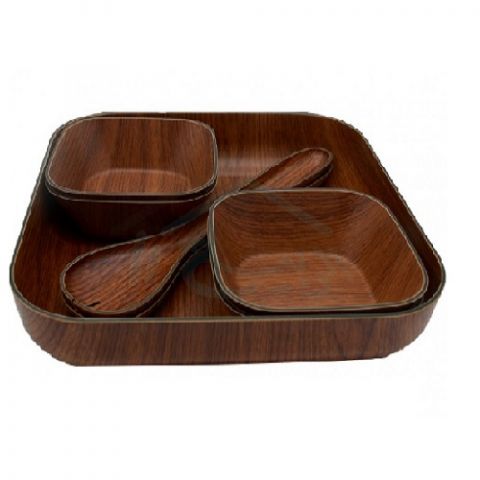 EVELIN Wood Finish Salad Complete Set (7 PCS )