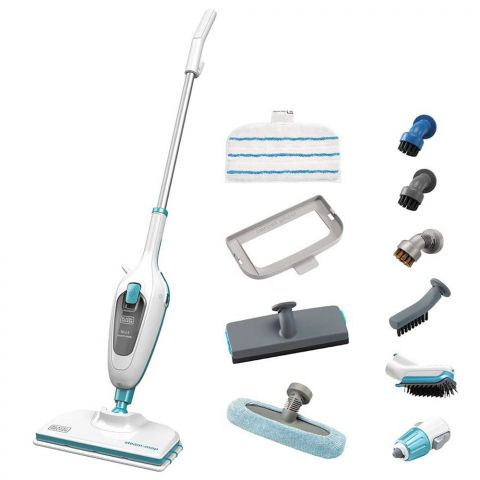BLACK+DECKER 10-in-1 Steam Mop Cleaner - White/Blue