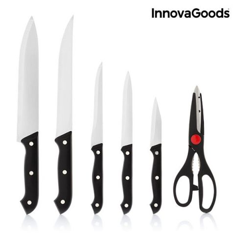 InnovaGoods 6Pcs Wooden Knife Block Set