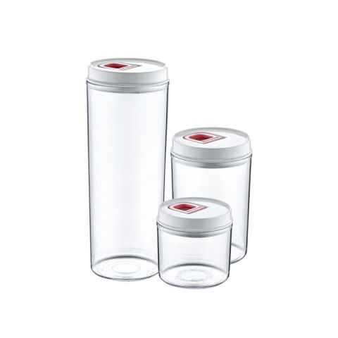 Plast Art Food Jar set with Lid 3 PCS (0.7 + 1.2 + 2.3 lt.)