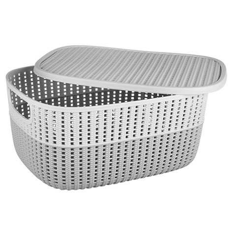 Gondol Knitty 2-Tone Knit Basket with lid (15 Lt - 28.4 * 37.7 * 17.3 cm)