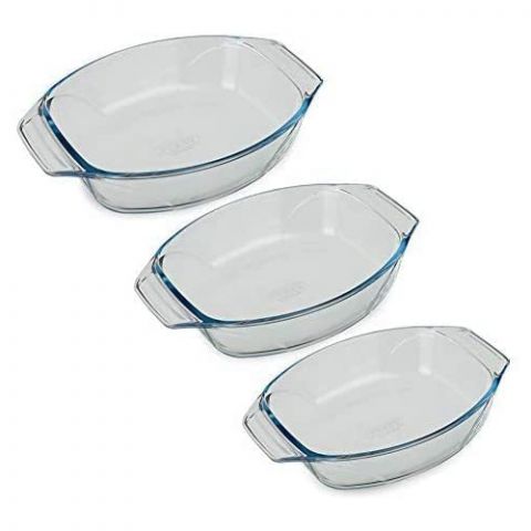 Pyrex Rectangular Roaster Set of 3 PCS ( 3.6 +2.7 + 2 ) Liter