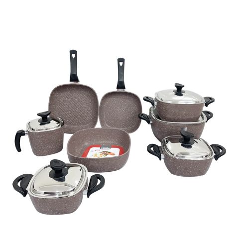 Saflon Square Granite Cookware Set OF 13 PCS