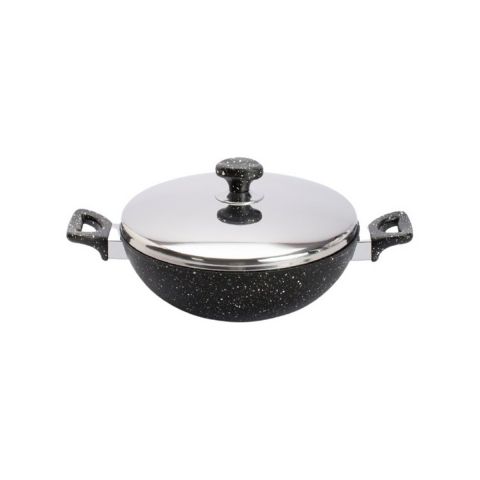 Saflon Granite Work Pan with Stainless Steel Lid 28 Cm 