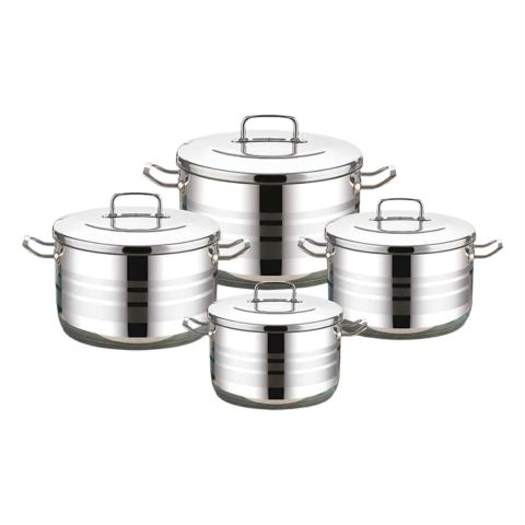 SAFLON STAINLESS STEEL PREMIUM 8 PCS SET 30+26+22+18 CM