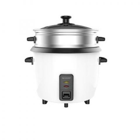 SHARP - Rice Cooker with Glass Lid, White