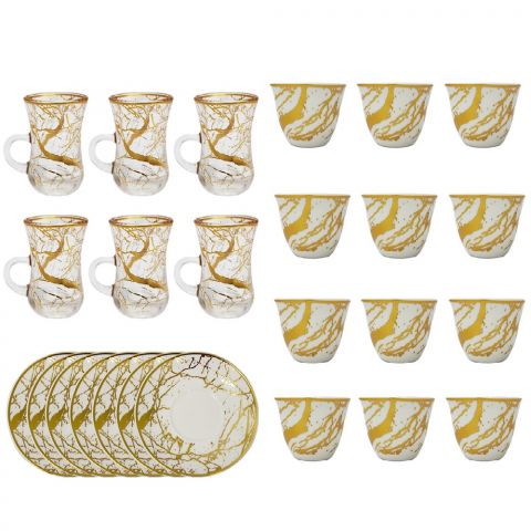 MOOLOOM Gold Tea & Arabic Coffee Cups Set of 24 PCS