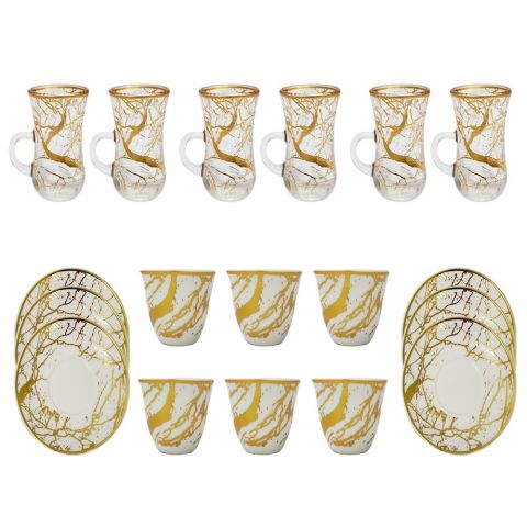 MOOLOOM Gold Tea & Arabic Coffee Cups Set of 18 PCS