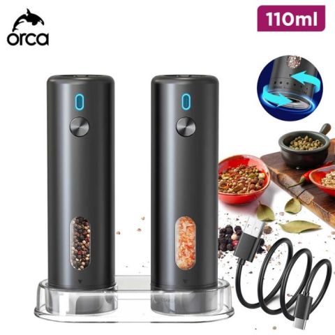 Rechargeable Salt and Pepper Mill 110ml by Orca