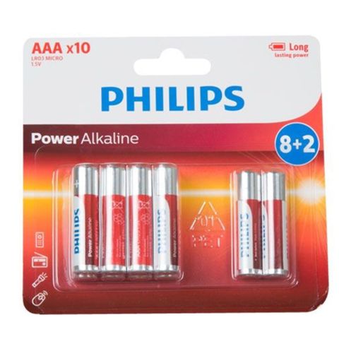 Philips Power Alkaline Battery AAA Promo Pack (8 + 2), 1.5 V Blister