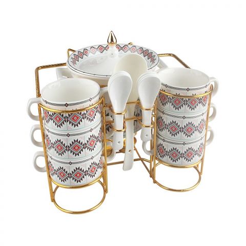 Porcelain Soup Serving Set of 15 PCS (Main Bowl, Individual Bowls with Handles & Spoons)