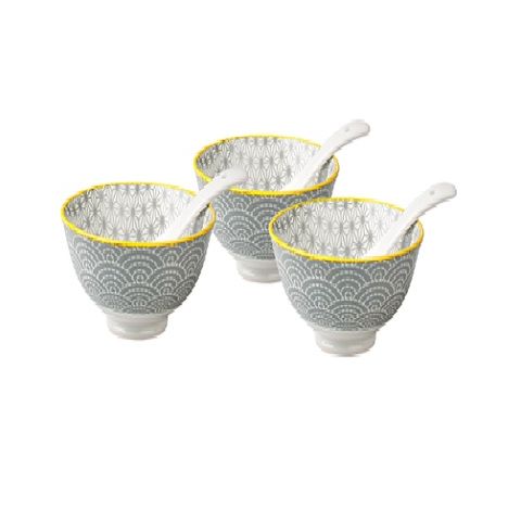 Porcelain Serving Set of 6 PCS (Bowls & Spoons)