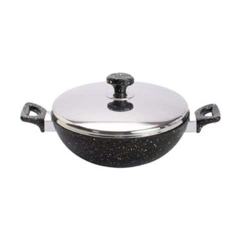 Saflon Granite Work Pan with Stainless Steel Lid 28 Cm 