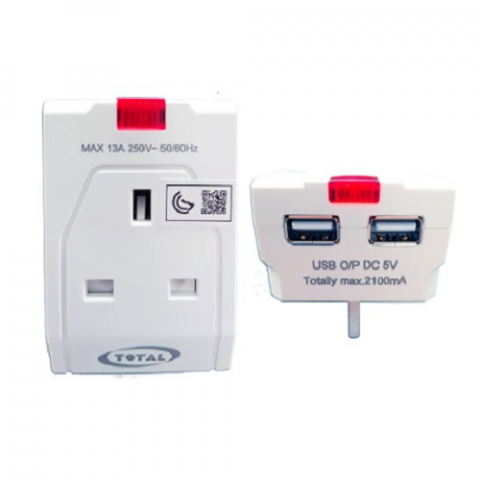 Adapter with 1 BS Sockets & 2 USB Ports