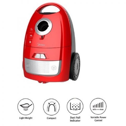 Midea 1600W Canister Vacuum Cleaner – Red