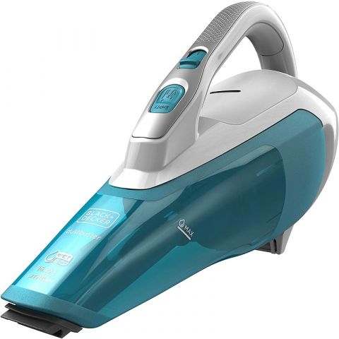 BLACK+DECKER 10.8V 1.5Ah Li-Ion Wet & Dry Cordless Dustbuster Hand Vacuum for Dry Spills, Dust, Dirt and Small Debris, White/Blue