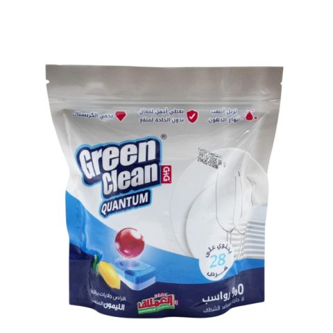 Al Emlaq Green Clean Dishwasher Tablets - 28 Pcs with lemon