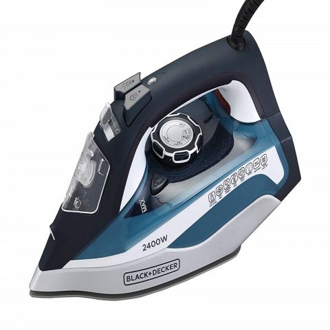 BLACK+DECKER Steam Iron Press 2400-Watt with Auto Shut Off and Ceramic Sole Plate Coating (Blue)